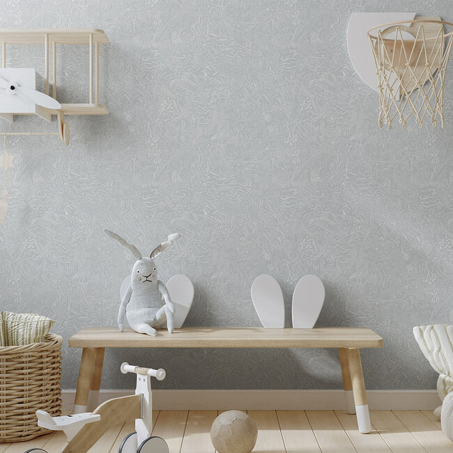 Dutch Wallcoverings Dutch Wallcoverings - FC Klara & Tove- Landskapsdjur Light Green - Vliesbehang - 10m x 53cm - 26024