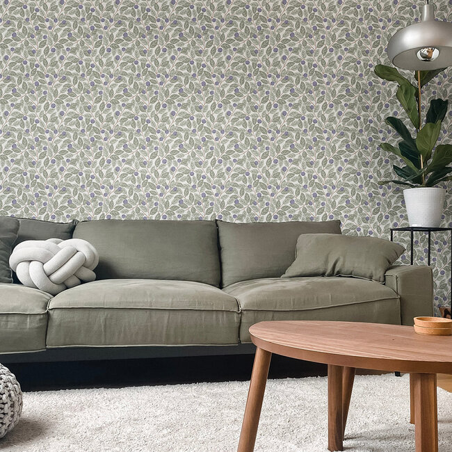 Dutch Wallcoverings Dutch Wallcoverings - FC Klara & Tove- Blåbär small Blue/white - Vliesbehang - 10m x 53cm - 26027