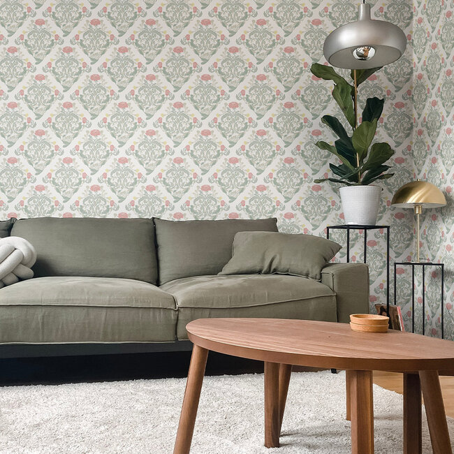 Dutch Wallcoverings Dutch Wallcoverings - FC Klara & Tove- Frodas Green/red - Vliesbehang - 10m x 53cm - 26029