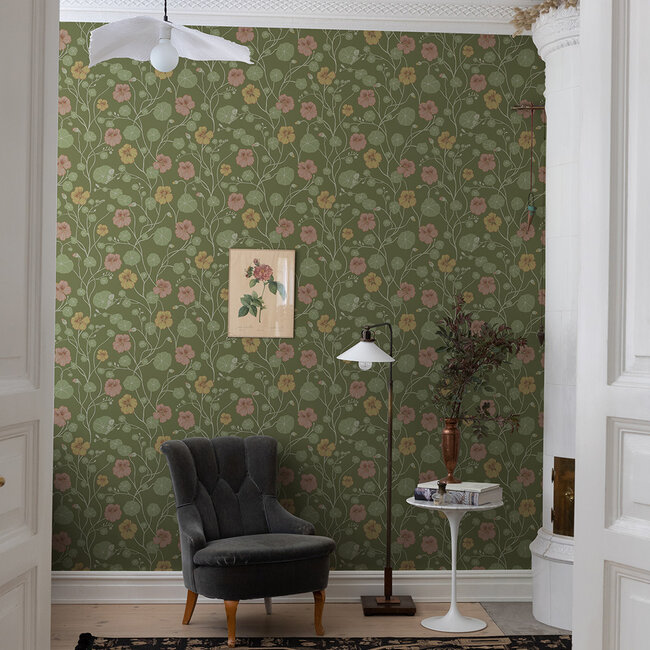 Dutch Wallcoverings Dutch Wallcoverings - FC Langenas- Krasseslinga Dark green - Vliesbehang - 10m x 53cm - 12304