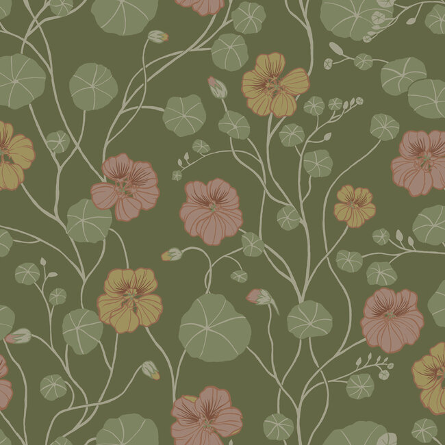 Dutch Wallcoverings Dutch Wallcoverings - FC Langenas- Krasseslinga Dark green - Vliesbehang - 10m x 53cm - 12304