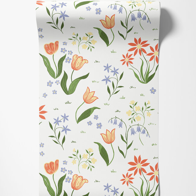 Dutch Wallcoverings Dutch Wallcoverings - FC Langenas- Tulpandans White - Vliesbehang - 10m x 53cm - 12315