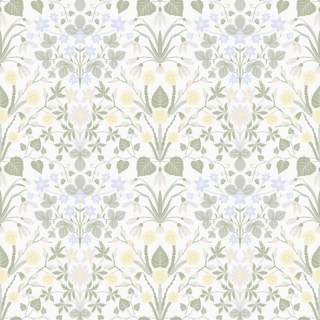 Dutch Wallcoverings Dutch Wallcoverings - FC Langenas- Varblommor White - Vliesbehang - 10m x 53cm - 12317