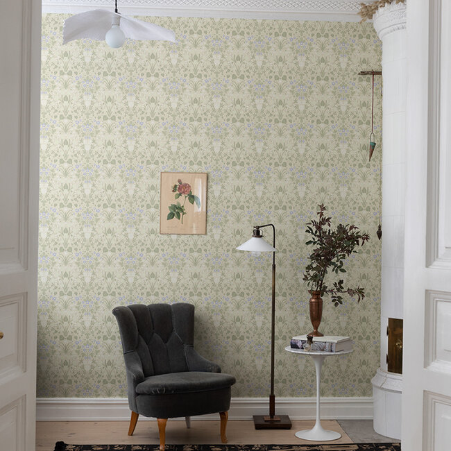 Dutch Wallcoverings Dutch Wallcoverings - FC Langenas- Varblommor Beige - Vliesbehang - 10m x 53cm - 12319