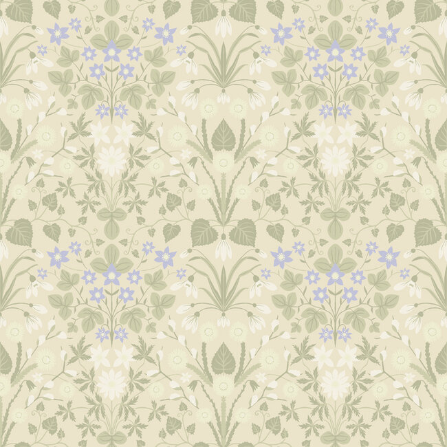Dutch Wallcoverings Dutch Wallcoverings - FC Langenas- Varblommor Beige - Vliesbehang - 10m x 53cm - 12319