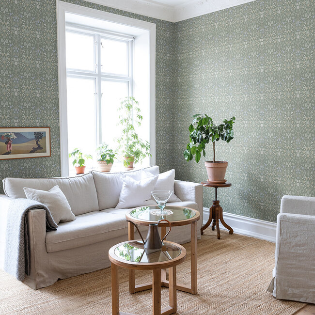 Dutch Wallcoverings Dutch Wallcoverings - FC Langenas- Varblommor Green - Vliesbehang - 10m x 53cm - 12320