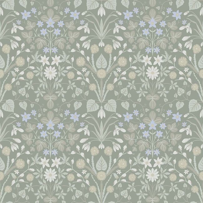 Dutch Wallcoverings Dutch Wallcoverings - FC Langenas- Varblommor Green - Vliesbehang - 10m x 53cm - 12320