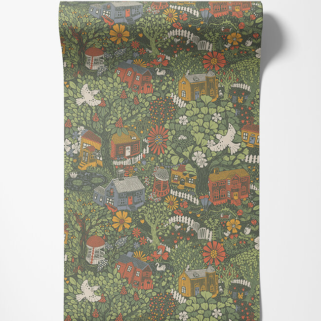 Dutch Wallcoverings Dutch Wallcoverings - FC Langtan- Bygga Bo Multi dark - Vliesbehang - 10m x 53cm - 63003