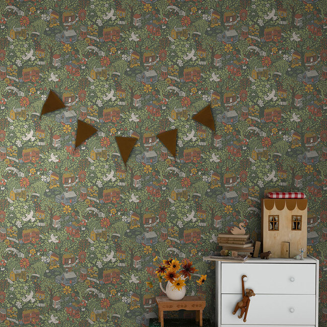 Dutch Wallcoverings Dutch Wallcoverings - FC Langtan- Bygga Bo Multi dark - Vliesbehang - 10m x 53cm - 63003