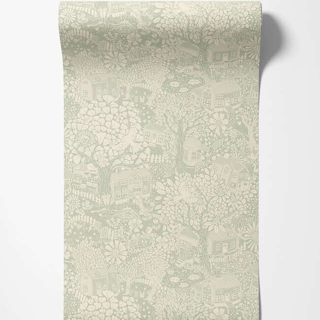 Dutch Wallcoverings Dutch Wallcoverings - FC Langtan- Bygga Bo Light green - Vliesbehang - 10m x 53cm - 63004