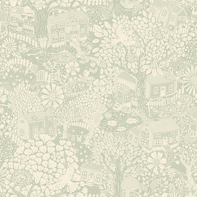Dutch Wallcoverings Dutch Wallcoverings - FC Langtan- Bygga Bo Light green - Vliesbehang - 10m x 53cm - 63004