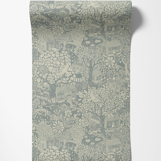 Dutch Wallcoverings Dutch Wallcoverings - FC Langtan- Bygga Bo Blue - Vliesbehang - 10m x 53cm - 63005