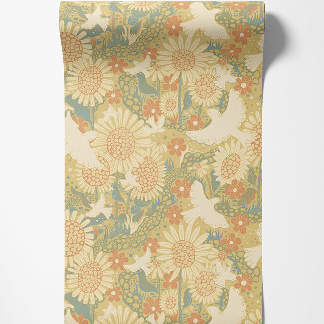 Dutch Wallcoverings Dutch Wallcoverings - FC Langtan- Drömma Yellow - Vliesbehang - 10m x 53cm - 63008