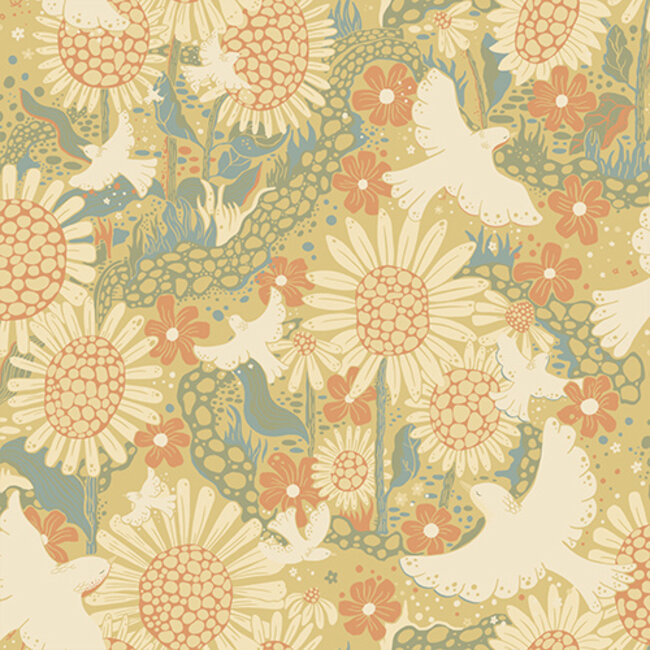 Dutch Wallcoverings Dutch Wallcoverings - FC Langtan- Drömma Yellow - Vliesbehang - 10m x 53cm - 63008