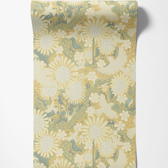 Dutch Wallcoverings Dutch Wallcoverings - FC Langtan- Drömma Light yellow - Vliesbehang - 10m x 53cm - 63010