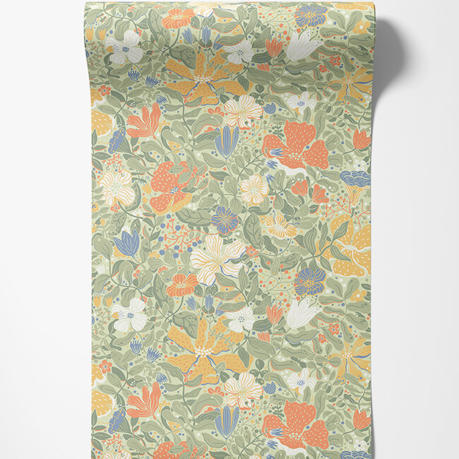 Dutch Wallcoverings Dutch Wallcoverings - FC Langtan- Midsommar Green - Vliesbehang - 10m x 53cm - 63018