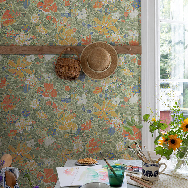 Dutch Wallcoverings Dutch Wallcoverings - FC Langtan- Midsommar Green - Vliesbehang - 10m x 53cm - 63018