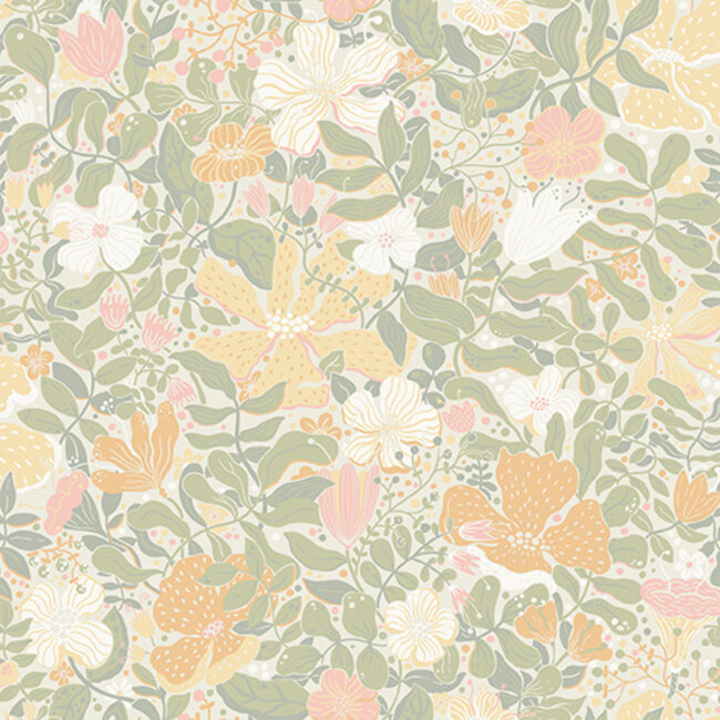 Dutch Wallcoverings Dutch Wallcoverings - FC Langtan- Midsommar Light green - Vliesbehang - 10m x 53cm - 63019