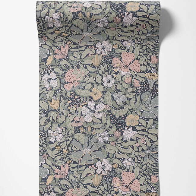 Dutch Wallcoverings Dutch Wallcoverings - FC Langtan- Midsommar Dark blue - Vliesbehang - 10m x 53cm - 63021