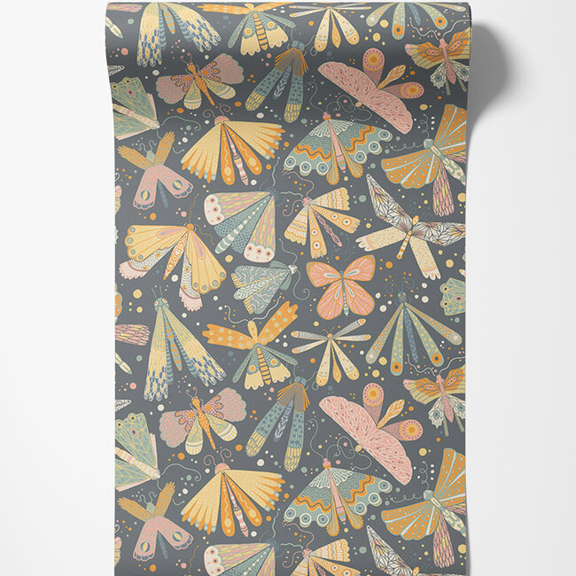 Dutch Wallcoverings Dutch Wallcoverings - FC Langtan- Flyga Dark blue - Vliesbehang - 10m x 53cm - 63022