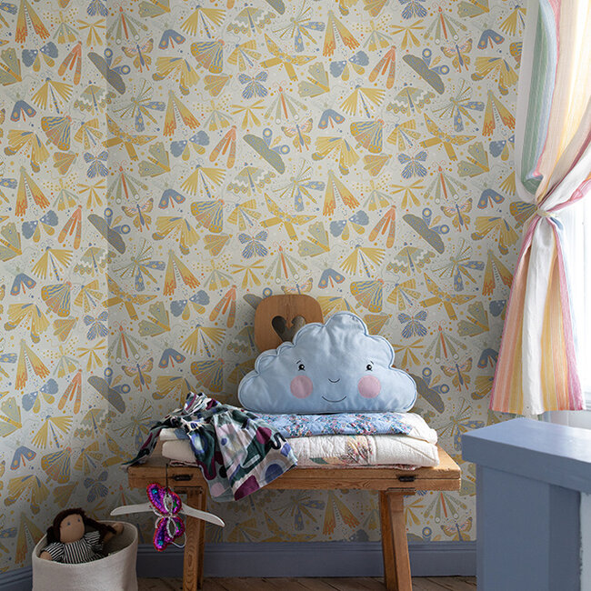 Dutch Wallcoverings Dutch Wallcoverings - FC Langtan- Flyga Yellow - Vliesbehang - 10m x 53cm - 63023