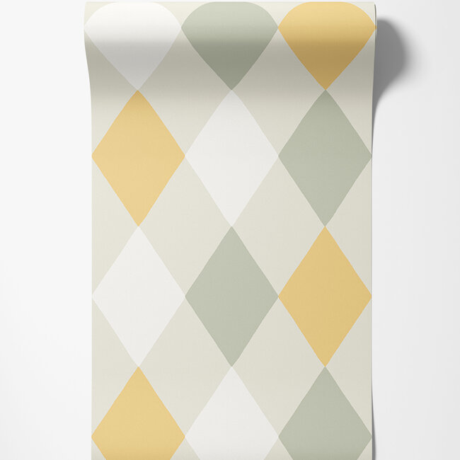 Dutch Wallcoverings Dutch Wallcoverings - FC Langtan- Kalas Green/yellw/white - Vliesbehang - 10m x 53cm - 63032