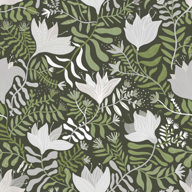 Dutch Wallcoverings Dutch Wallcoverings - FC Lina- Brita Green - Vliesbehang - 10m x 53cm - 55008