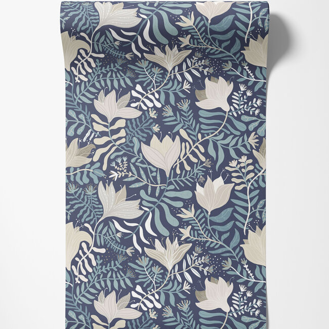Dutch Wallcoverings Dutch Wallcoverings - FC Lina- Brita Bleu - Vliesbehang - 10m x 53cm - 55009