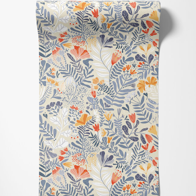 Dutch Wallcoverings Dutch Wallcoverings - FC Lina- Brittsommar Light blue - Vliesbehang - 10m x 53cm - 55013