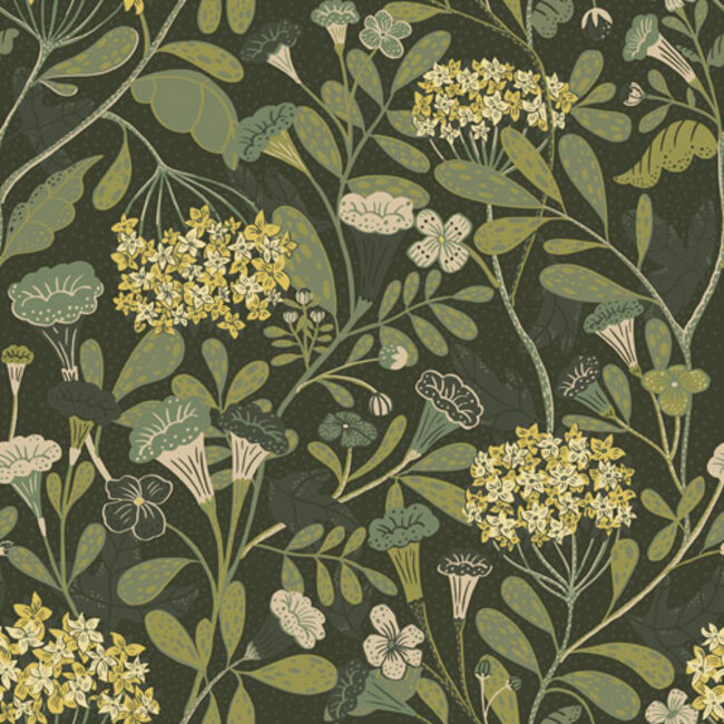 Dutch Wallcoverings Dutch Wallcoverings - FC Lina- Hybbe Dark green - Vliesbehang - 10m x 53cm - 55022