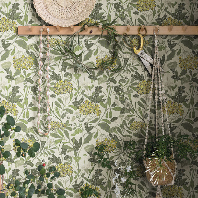 Dutch Wallcoverings Dutch Wallcoverings - FC Lina- Hybbe Light green - Vliesbehang - 10m x 53cm - 55023