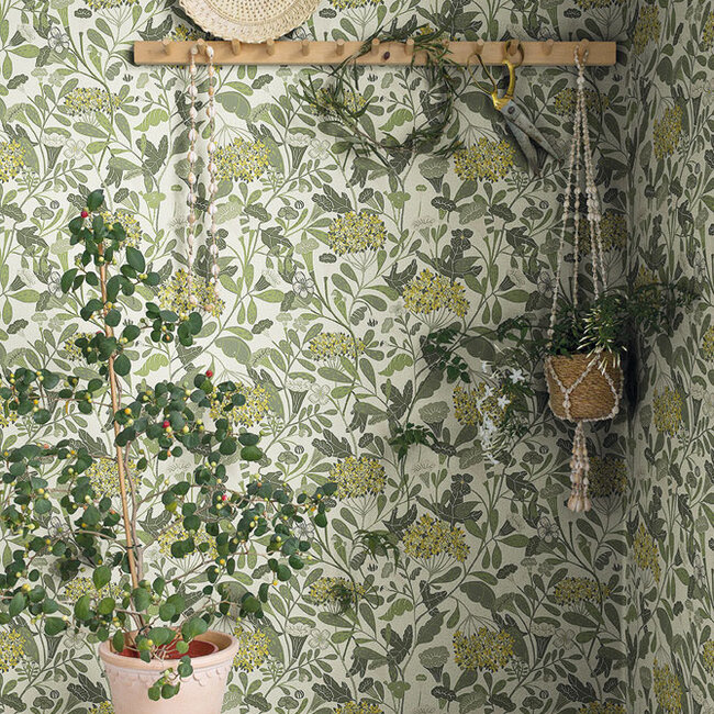 Dutch Wallcoverings Dutch Wallcoverings - FC Lina- Hybbe Light green - Vliesbehang - 10m x 53cm - 55023