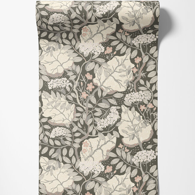 Dutch Wallcoverings Dutch Wallcoverings - FC Lina- Ulla-Britt Grey green - Vliesbehang - 10m x 53cm - 55030