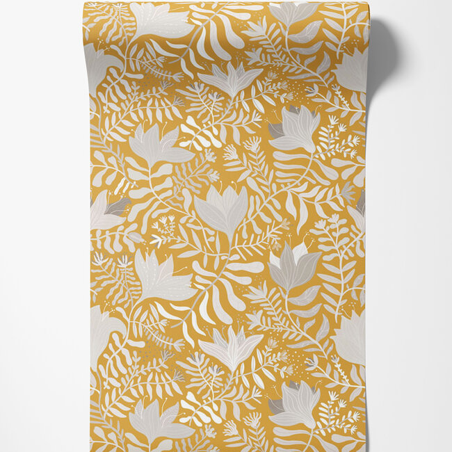 Dutch Wallcoverings Dutch Wallcoverings - FC Lina- Brita Yellow - Vliesbehang - 10m x 53cm - 55033