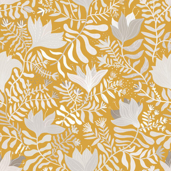 Dutch Wallcoverings Dutch Wallcoverings - FC Lina- Brita Yellow - Vliesbehang - 10m x 53cm - 55033