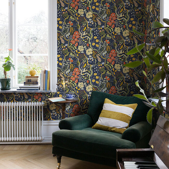 Dutch Wallcoverings Dutch Wallcoverings - FC Lina II- Ann Blue - Vliesbehang - 10m x 53cm - 65101