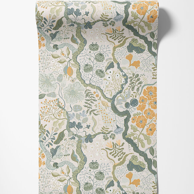 Dutch Wallcoverings Dutch Wallcoverings - FC Lina II- Ann Turquoise - Vliesbehang - 10m x 53cm - 65103