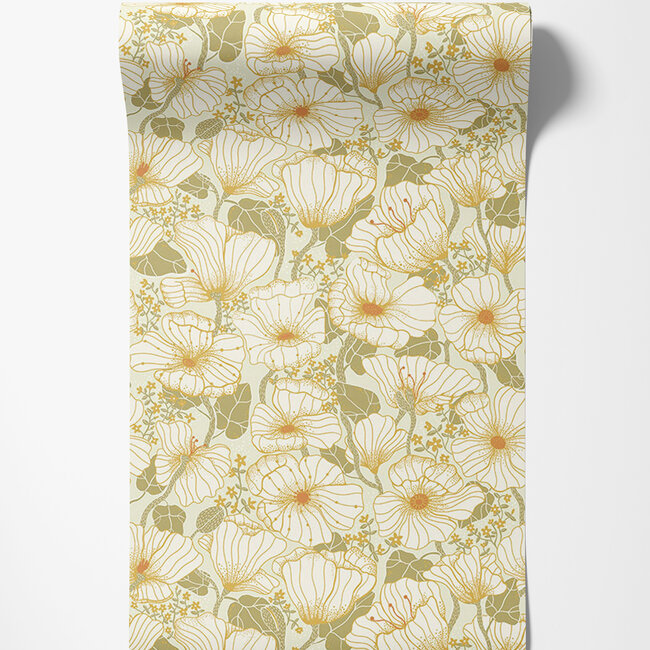 Dutch Wallcoverings Dutch Wallcoverings - FC Lina II- Matilda Green - Vliesbehang - 10m x 53cm - 65111