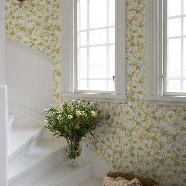 Dutch Wallcoverings Dutch Wallcoverings - FC Lina II- Matilda Green - Vliesbehang - 10m x 53cm - 65111