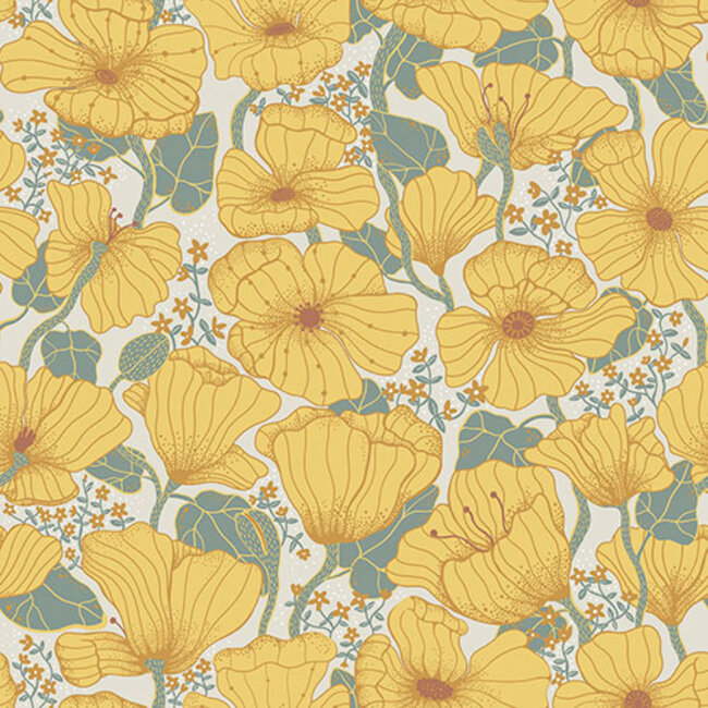 Dutch Wallcoverings Dutch Wallcoverings - FC Lina II- Matilda Yellow - Vliesbehang - 10m x 53cm - 65112