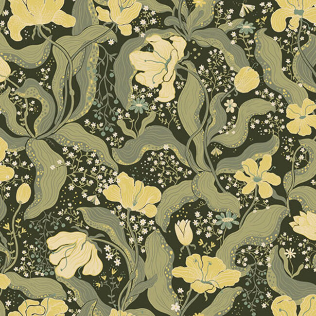 Dutch Wallcoverings Dutch Wallcoverings - FC Lina II- Bodri Green - Vliesbehang - 10m x 53cm - 65113