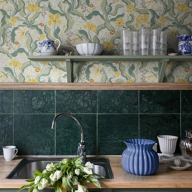 Dutch Wallcoverings Dutch Wallcoverings - FC Lina II- Bodri Yellow - Vliesbehang - 10m x 53cm - 65118