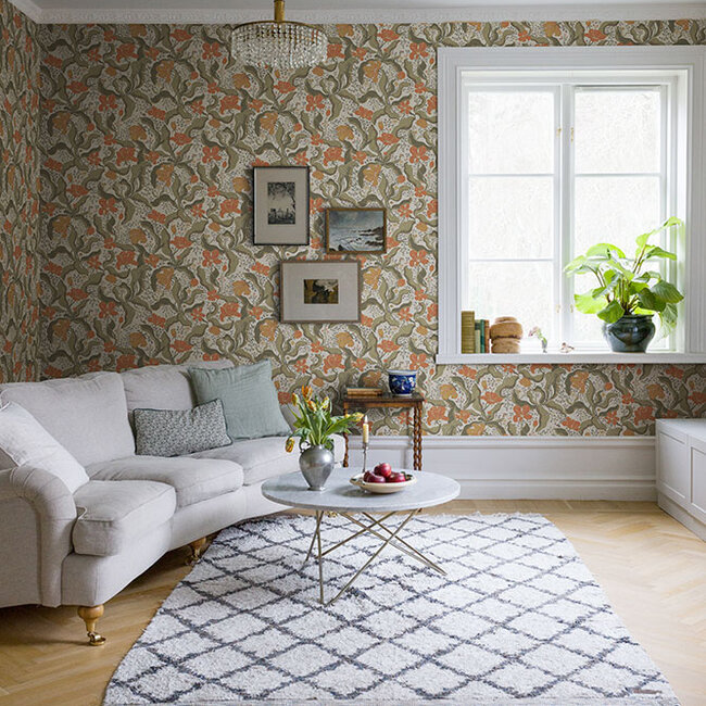 Dutch Wallcoverings Dutch Wallcoverings - FC Lina II- Bodri Dark green - Vliesbehang - 10m x 53cm - 65119