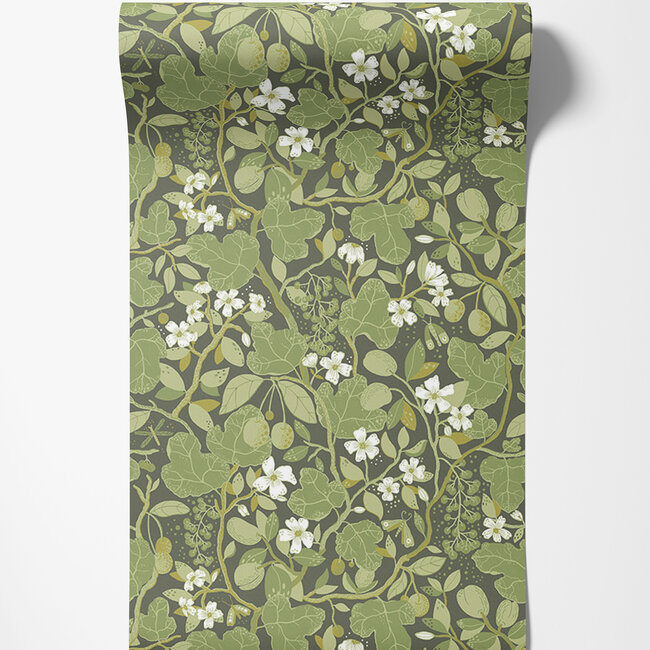 Dutch Wallcoverings Dutch Wallcoverings - FC Lina II- Ewald Green - Vliesbehang - 10m x 53cm - 65121