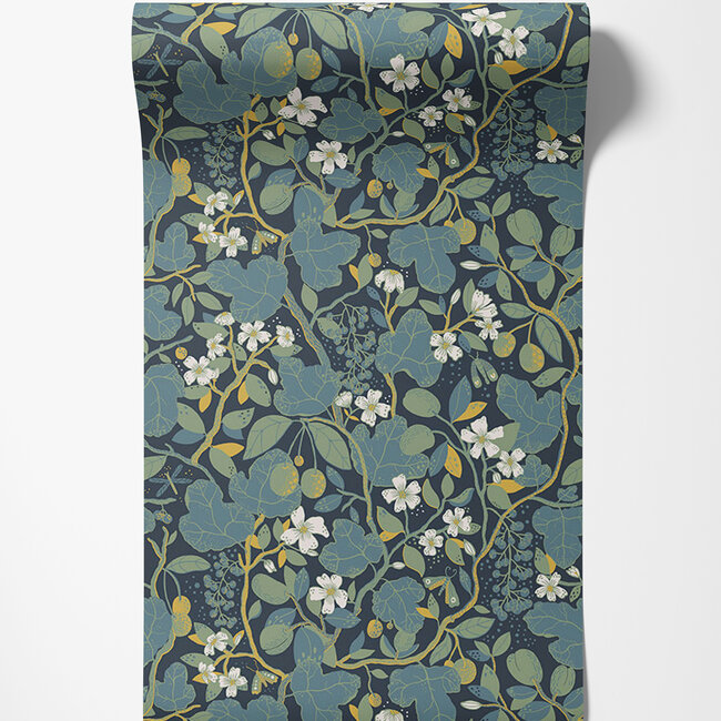 Dutch Wallcoverings Dutch Wallcoverings - FC Lina II- Ewald Blue - Vliesbehang - 10m x 53cm - 65122