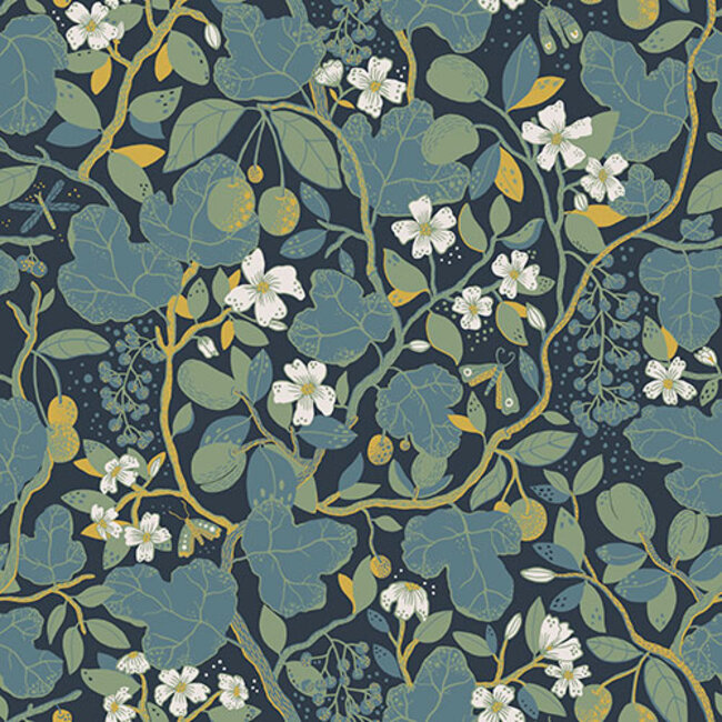 Dutch Wallcoverings Dutch Wallcoverings - FC Lina II- Ewald Blue - Vliesbehang - 10m x 53cm - 65122