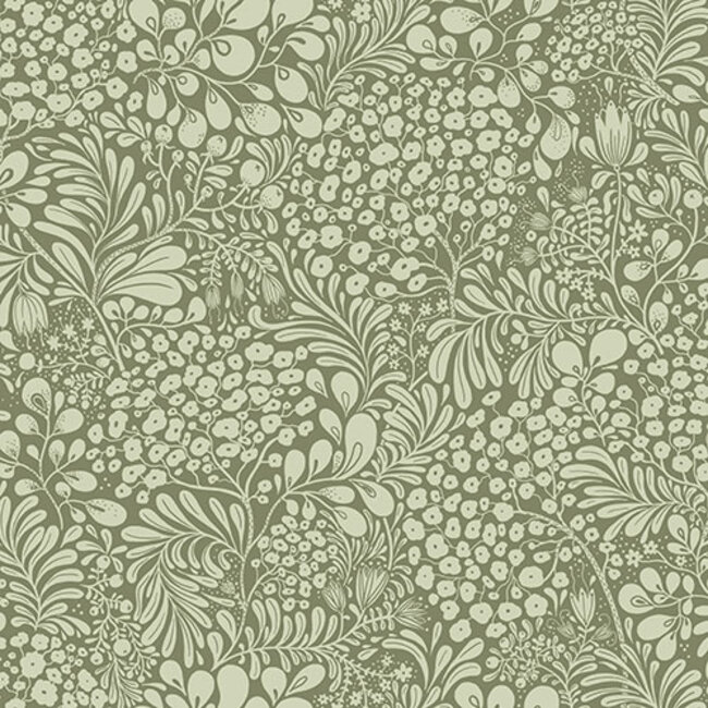 Dutch Wallcoverings Dutch Wallcoverings - FC Lina II- Siv Dark green - Vliesbehang - 10m x 53cm - 65125
