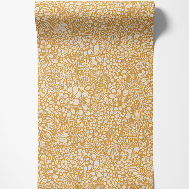 Dutch Wallcoverings Dutch Wallcoverings - FC Lina II- Siv Dark yellow - Vliesbehang - 10m x 53cm - 65127