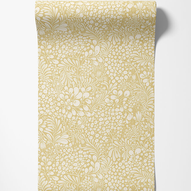 Dutch Wallcoverings Dutch Wallcoverings - FC Lina II- Siv Light yellow - Vliesbehang - 10m x 53cm - 65128