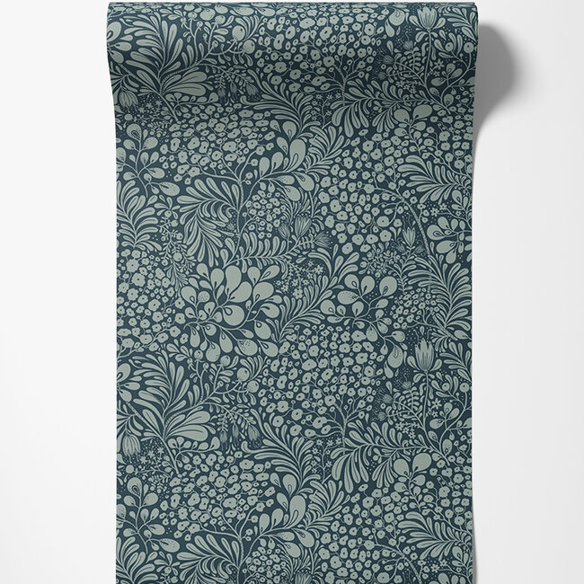 Dutch Wallcoverings Dutch Wallcoverings - FC Lina II- Siv Dark blue - Vliesbehang - 10m x 53cm - 65129